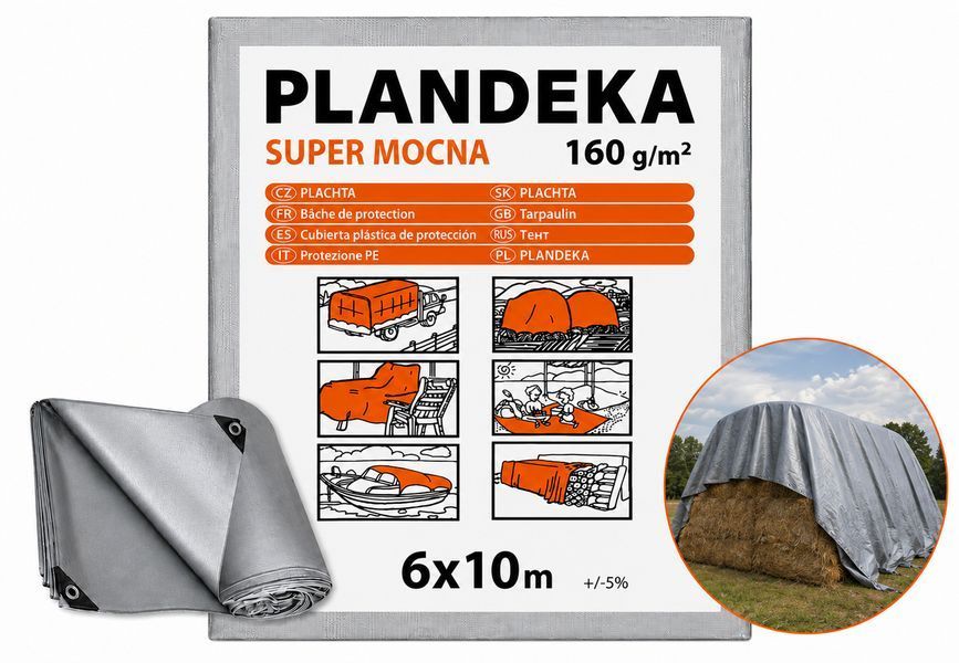 Тент 160 г/м2 6 мх10м "PLANDEKA" тент тарпауліновий від дощу ТЕНТ00064 фото