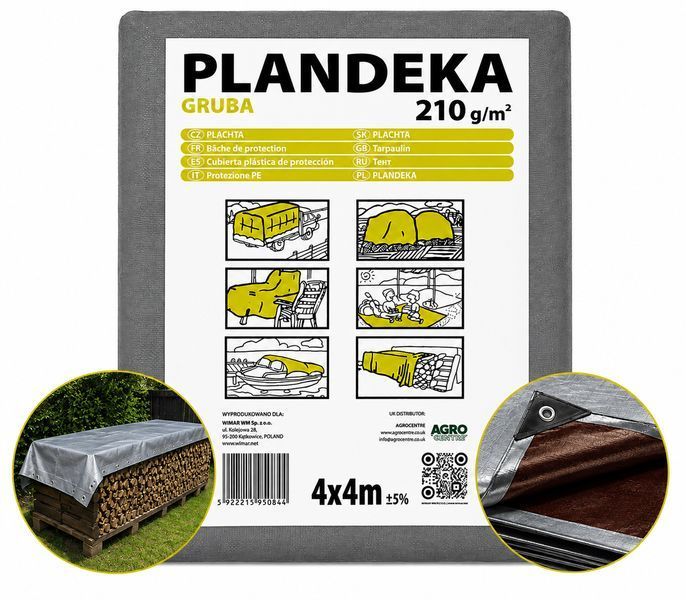 Тент 210 г/м2 4 х 4 м тарпауліновий "PLANDEKA" тент туристичний ТЕНТП00092 фото