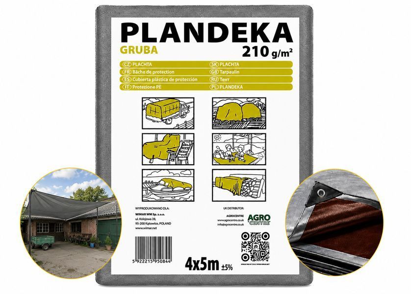 Тент 210 г/м2 4 х 5 м тарпауліновий "PLANDEKA" для захисту укриття автомобіля ТЕНТП00093 фото