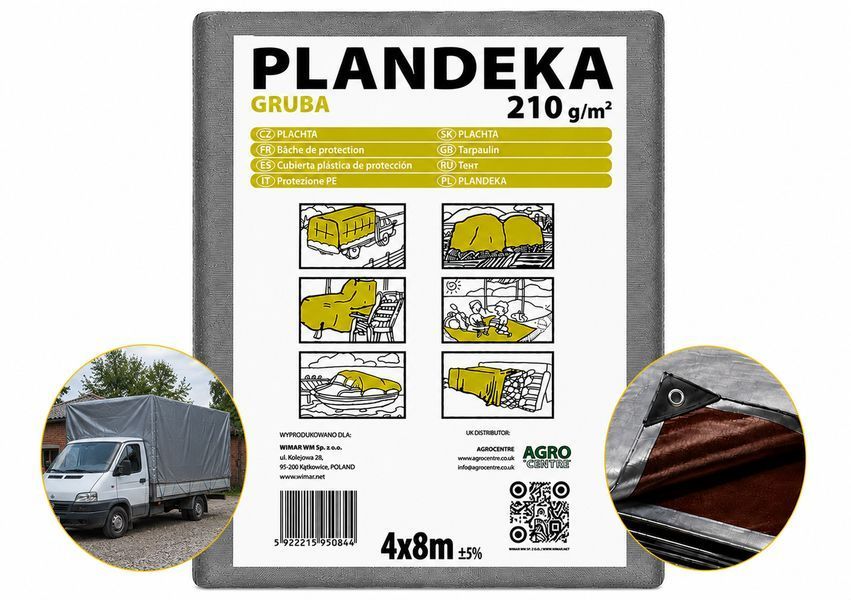 Тент 210 г/м2 4 х 8 м "PLANDEKA" тарпауліновий від снігу ТЕНТП00095 фото