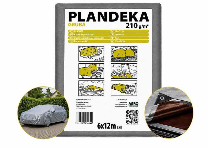 Тент 210 г/м2 6 мх12м "PLANDEKA" тарпауліновий від дощу ТЕНТП00102 фото