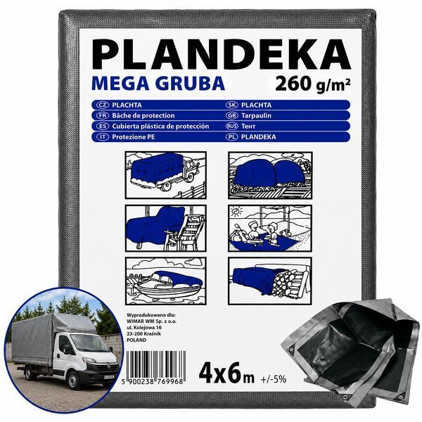 Тент 260г/м2 4х6м "PLANDEKA" полипропиленовый двухсторонний ТЕНТП00117 фото