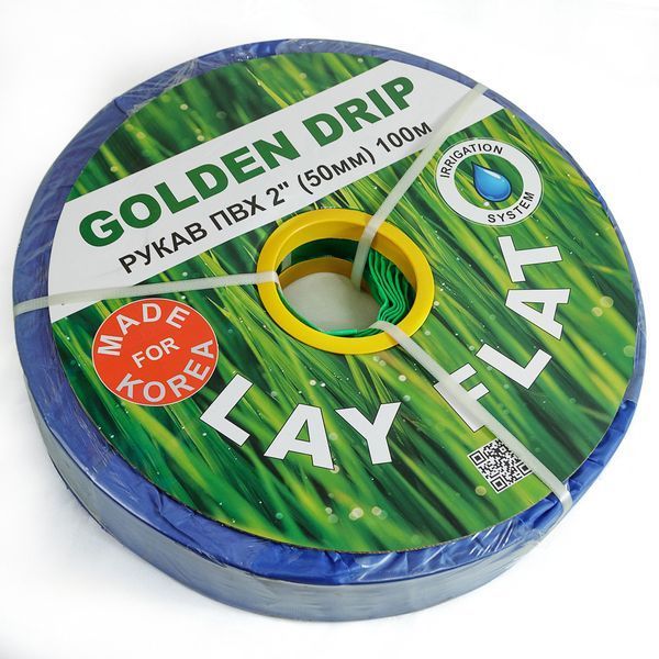 Рукав ПВХ Lay Flat 3" (75 мм), 100 м GOLDEN DRIP для дренажу РПВХЛФ00003 фото